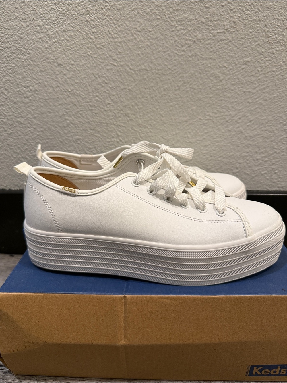 Keds White Women's Platform Lace-Up Sneakers